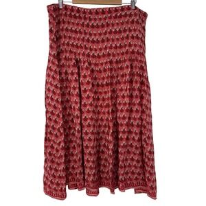 J.Crew Low Waist Floral Pleated Midi Skirt Size 16 Coral Pink Block Print Preppy